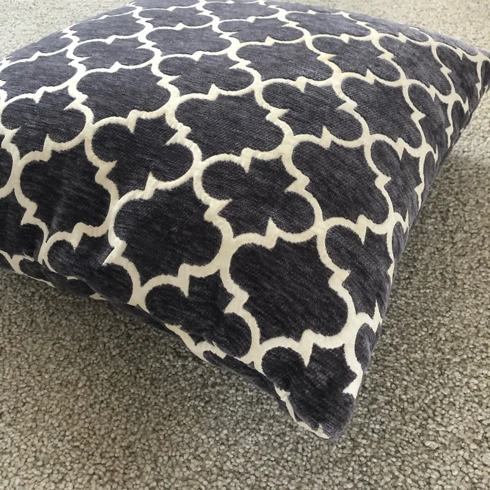 Charcoal Grey Moroccan Trellis Throw Pillow 18x18 Single Geometric Modern Boho